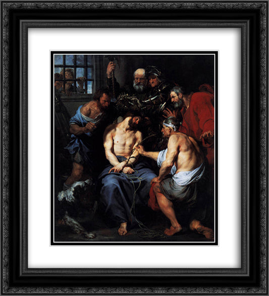 Crowning with Thorns 20x22 Black Ornate Wood Framed Art Print Poster with Double Matting by van Dyck, Anthony