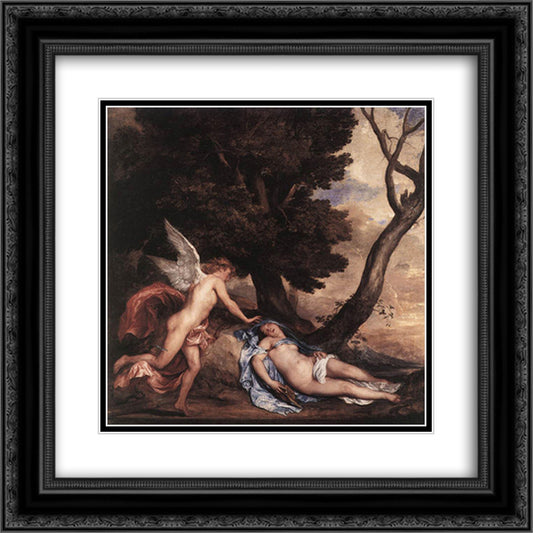 Cupid and Psyche 20x20 Black Ornate Wood Framed Art Print Poster with Double Matting by van Dyck, Anthony