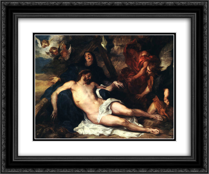 Deposition 24x20 Black Ornate Wood Framed Art Print Poster with Double Matting by van Dyck, Anthony