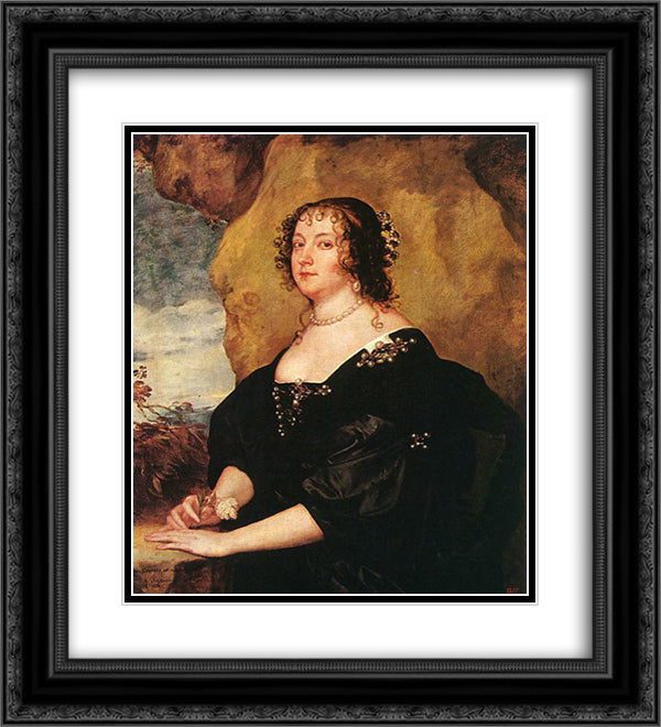 Diana Cecil, Countess of Oxford 20x22 Black Ornate Wood Framed Art Print Poster with Double Matting by van Dyck, Anthony