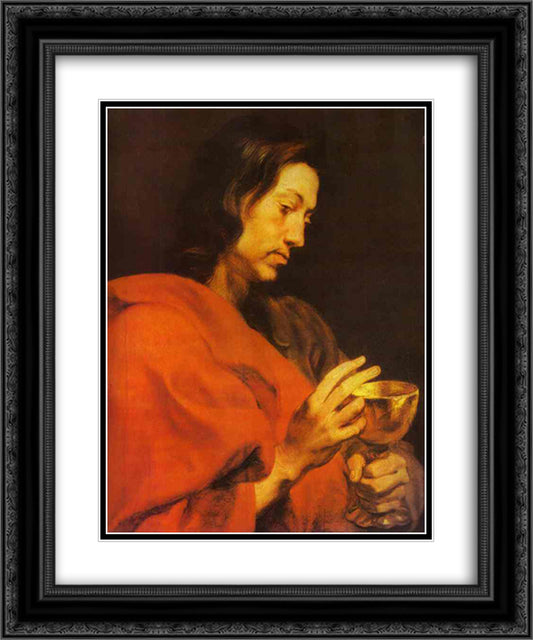 Evangelist John 20x24 Black Ornate Wood Framed Art Print Poster with Double Matting by van Dyck, Anthony