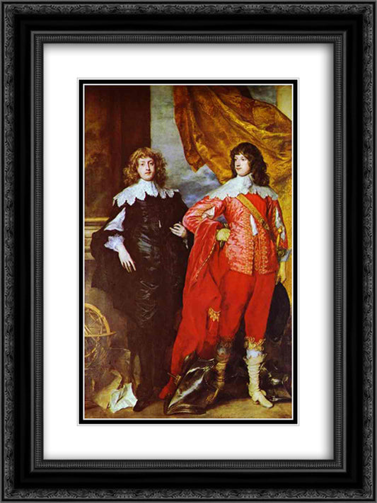 George Digby, 2nd Earl of Bristol and William Russell, 1st Duke of Bedford 18x24 Black Ornate Wood Framed Art Print Poster with Double Matting by van Dyck, Anthony