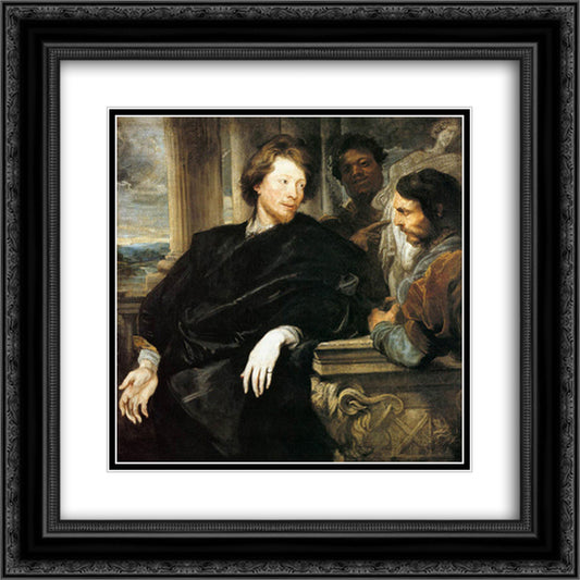 George Gage with Two Men 20x20 Black Ornate Wood Framed Art Print Poster with Double Matting by van Dyck, Anthony