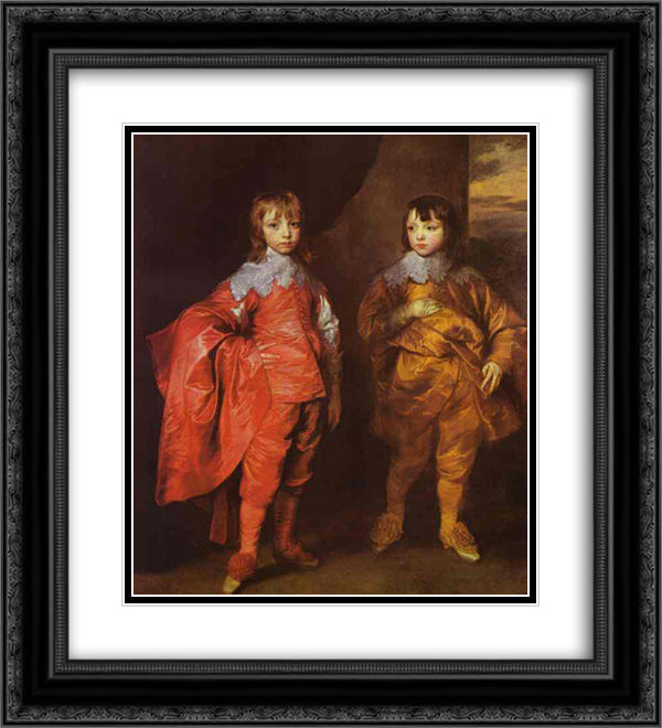 George Villiers, 2nd Duke of Buckingham and His Brother Lord Francis Villiers 20x22 Black Ornate Wood Framed Art Print Poster with Double Matting by van Dyck, Anthony