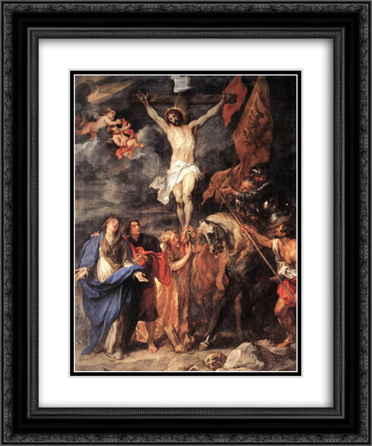 Golgotha 20x24 Black Ornate Wood Framed Art Print Poster with Double Matting by van Dyck, Anthony