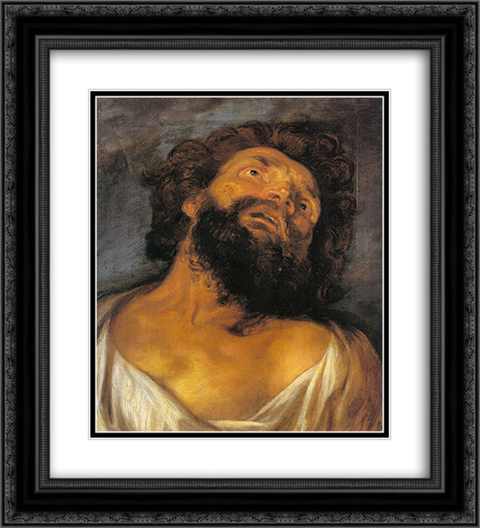 Head of a Robber 20x22 Black Ornate Wood Framed Art Print Poster with Double Matting by van Dyck, Anthony