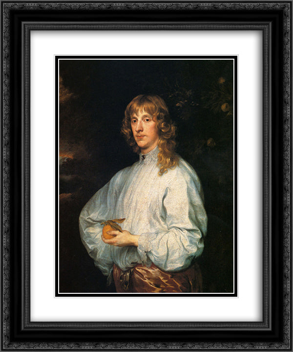 James Stuart, Duke Of Richmond And Lennox With His Attributes 20x24 Black Ornate Wood Framed Art Print Poster with Double Matting by van Dyck, Anthony