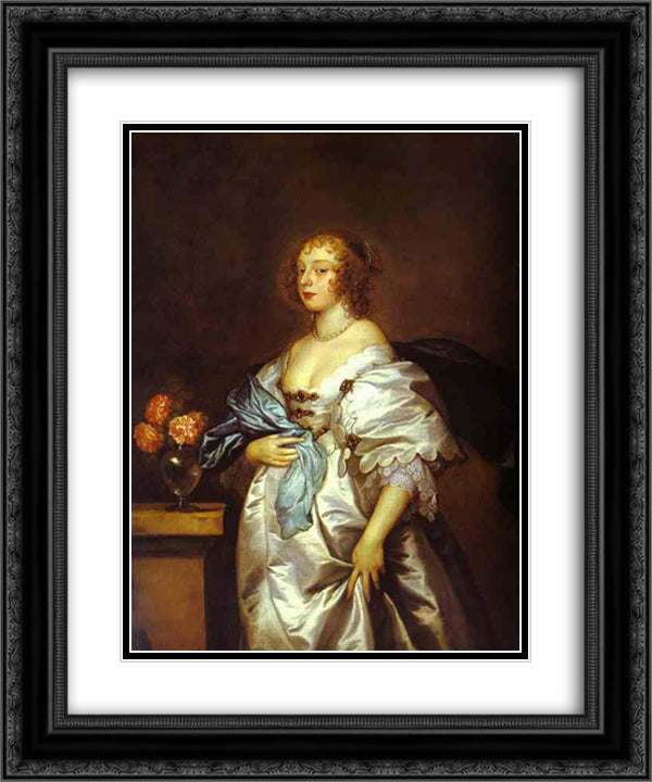 Lady Borlase 20x24 Black Ornate Wood Framed Art Print Poster with Double Matting by van Dyck, Anthony