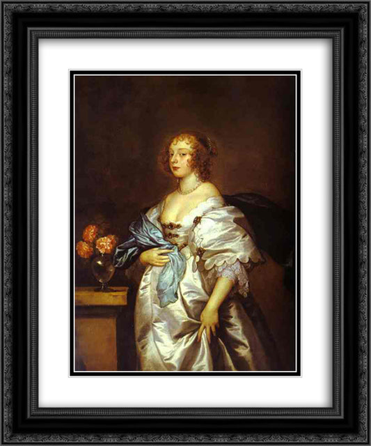 Lady Borlase 20x24 Black Ornate Wood Framed Art Print Poster with Double Matting by van Dyck, Anthony