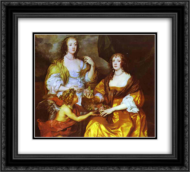 Lady Elizabeth Thimbleby and Dorothy, Viscountess Andover 22x20 Black Ornate Wood Framed Art Print Poster with Double Matting by van Dyck, Anthony