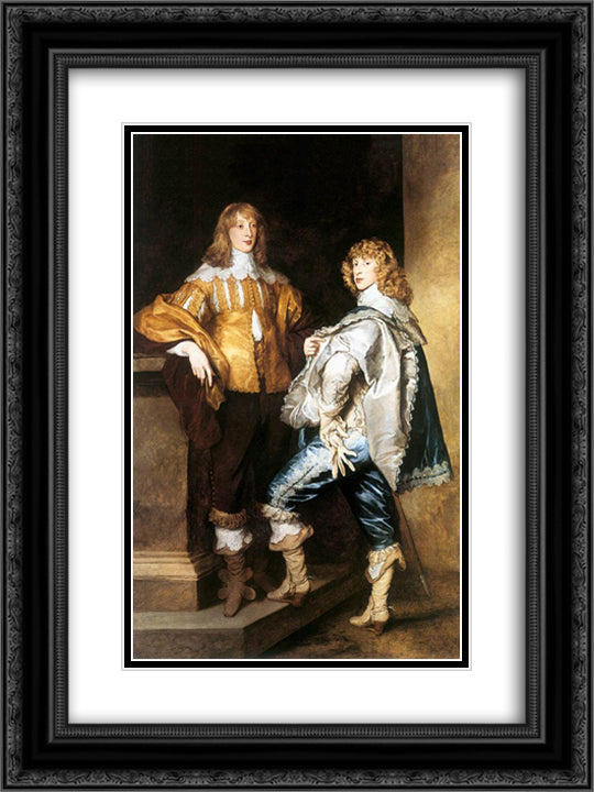 Lord John and Lord Bernard Stuart 18x24 Black Ornate Wood Framed Art Print Poster with Double Matting by van Dyck, Anthony