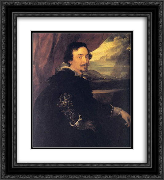 Lucas van Uffelen 20x22 Black Ornate Wood Framed Art Print Poster with Double Matting by van Dyck, Anthony