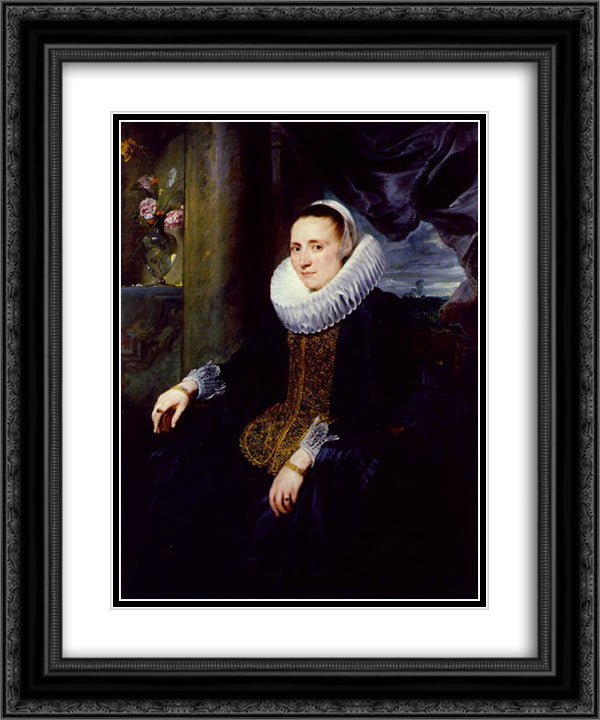 Margareta Snyders 20x24 Black Ornate Wood Framed Art Print Poster with Double Matting by van Dyck, Anthony