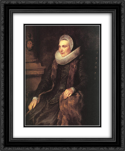 Maria Bosschaerts, Wife of Adriaen Stevens 20x24 Black Ornate Wood Framed Art Print Poster with Double Matting by van Dyck, Anthony