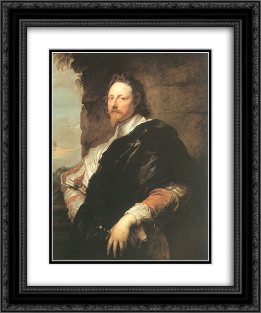 Nicholas Lanier 20x24 Black Ornate Wood Framed Art Print Poster with Double Matting by van Dyck, Anthony