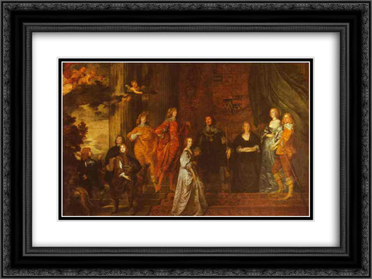 Philip, 4th Earl of Pembroke and His Family 24x18 Black Ornate Wood Framed Art Print Poster with Double Matting by van Dyck, Anthony