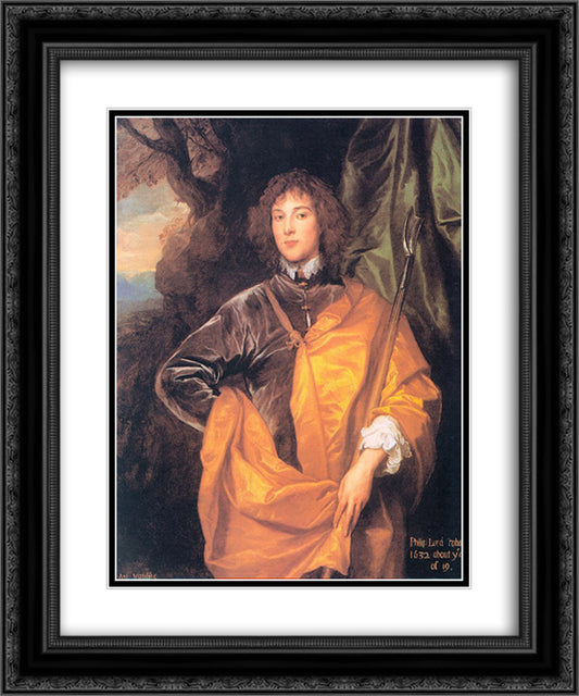 Philip, Fourth Lord Wharton 20x24 Black Ornate Wood Framed Art Print Poster with Double Matting by van Dyck, Anthony