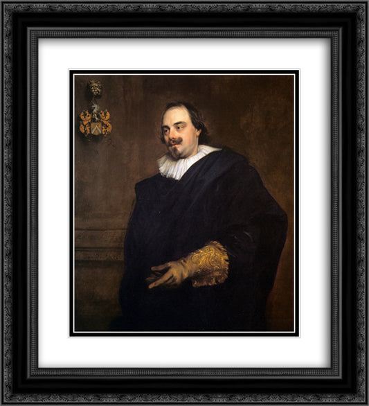 Pieter Stevens 20x22 Black Ornate Wood Framed Art Print Poster with Double Matting by van Dyck, Anthony