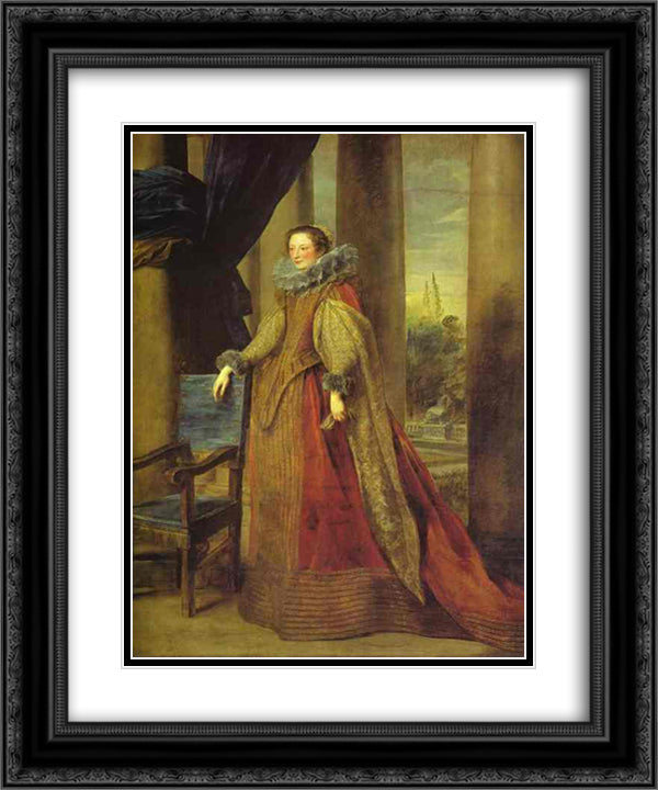 Portrait of a Lady, presumed to be the Marquise Geromina Spinola Doria de Genes (oil on canvas) 20x24 Black Ornate Wood Framed Art Print Poster with Double Matting by van Dyck, Anthony