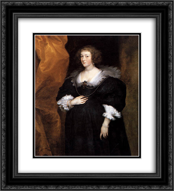 Portrait of a Lady 20x22 Black Ornate Wood Framed Art Print Poster with Double Matting by van Dyck, Anthony