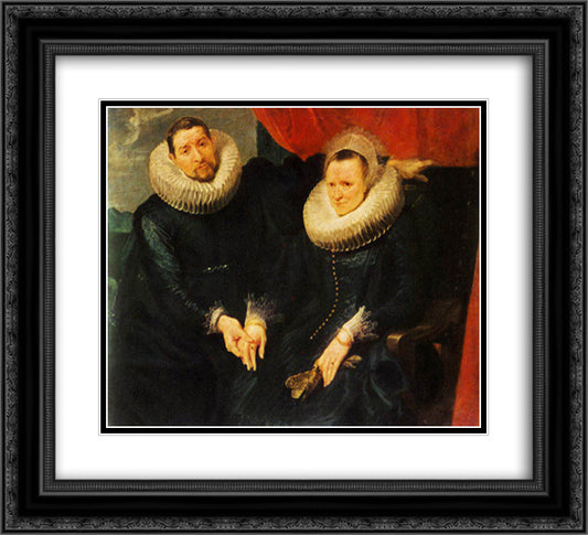 Portrait of a Married Couple 22x20 Black Ornate Wood Framed Art Print Poster with Double Matting by van Dyck, Anthony