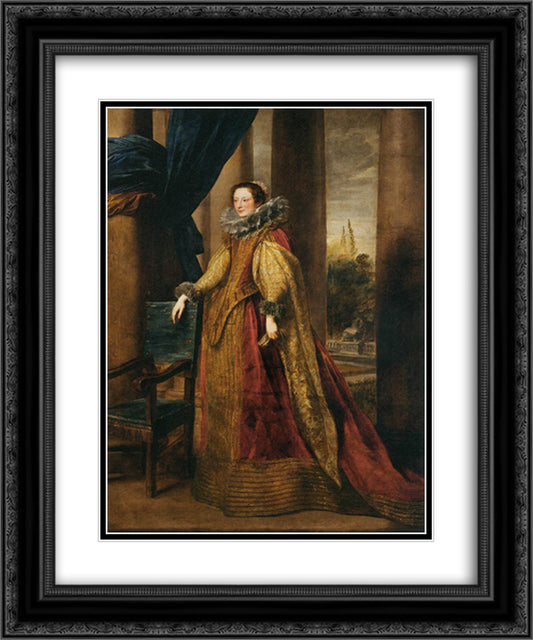 Portrait of a Noble Genoese Lady 20x24 Black Ornate Wood Framed Art Print Poster with Double Matting by van Dyck, Anthony