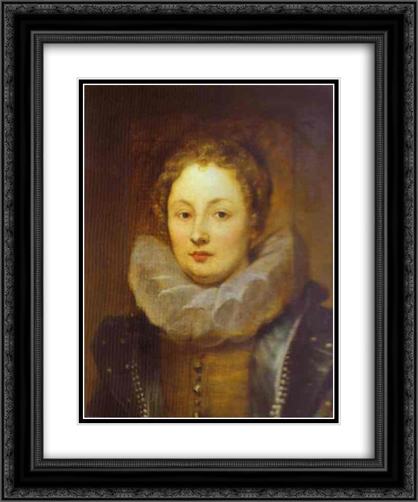 Portrait of a Noblewoman 20x24 Black Ornate Wood Framed Art Print Poster with Double Matting by van Dyck, Anthony