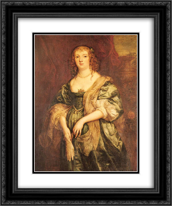 Portrait of Anne Carr, Countess of Bedford 20x24 Black Ornate Wood Framed Art Print Poster with Double Matting by van Dyck, Anthony