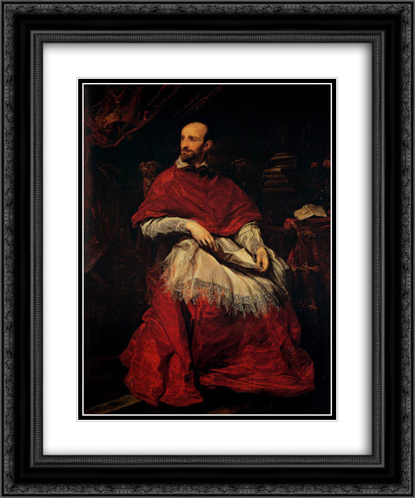 Portrait of Cardinal Guido Bentivoglio 20x24 Black Ornate Wood Framed Art Print Poster with Double Matting by van Dyck, Anthony