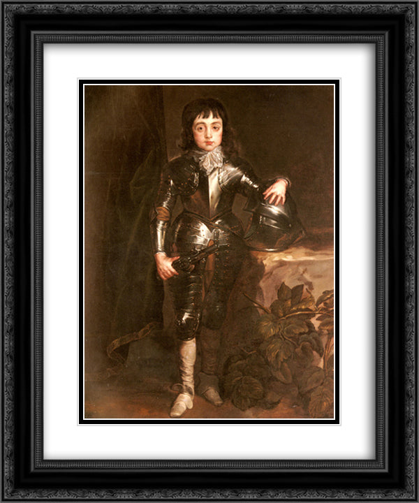 Portrait of Charles II When Prince of Wales 20x24 Black Ornate Wood Framed Art Print Poster with Double Matting by van Dyck, Anthony