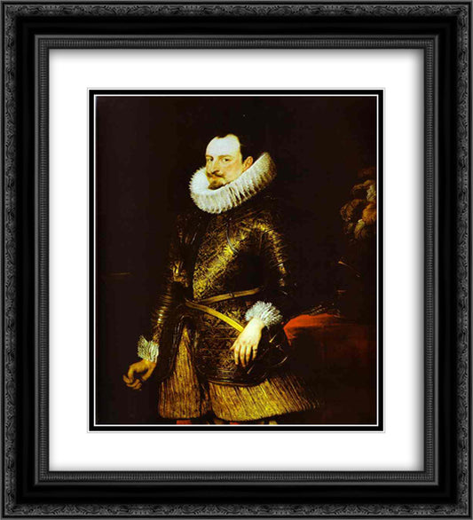 Portrait of Emmanuel Philibert 20x22 Black Ornate Wood Framed Art Print Poster with Double Matting by van Dyck, Anthony