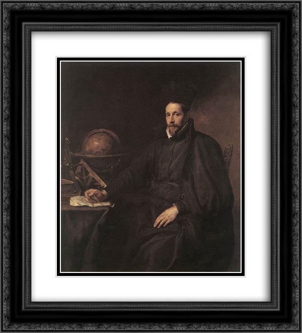 Portrait of Father Jean Charles della Faille 20x22 Black Ornate Wood Framed Art Print Poster with Double Matting by van Dyck, Anthony