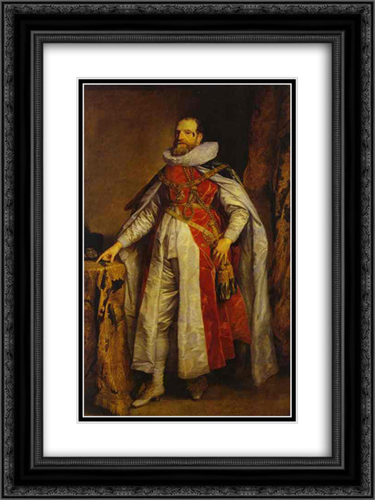 Portrait of Henry Danvers, Earl of Danby, as a Knight of the Order of the Garter 18x24 Black Ornate Wood Framed Art Print Poster with Double Matting by van Dyck, Anthony