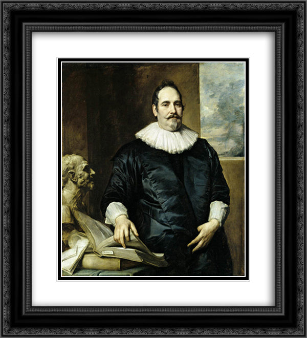 Portrait of Justus van Meerstraeten 20x22 Black Ornate Wood Framed Art Print Poster with Double Matting by van Dyck, Anthony