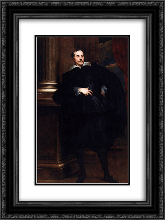 Portrait of Marcello Durazzo 18x24 Black Ornate Wood Framed Art Print Poster with Double Matting by van Dyck, Anthony