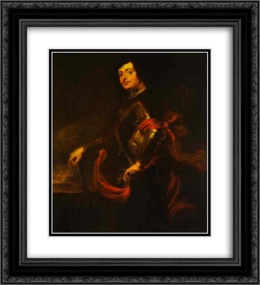 Portrait of the Prefect Raphael Racius 20x22 Black Ornate Wood Framed Art Print Poster with Double Matting by van Dyck, Anthony