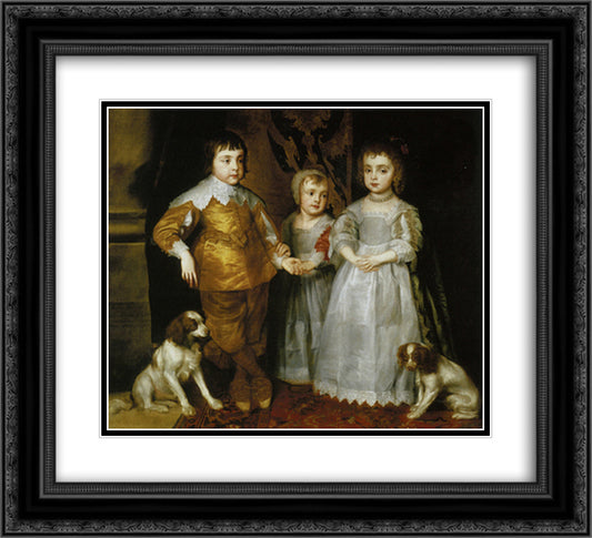 Portrait of the Three Eldest Children of Charles I 22x20 Black Ornate Wood Framed Art Print Poster with Double Matting by van Dyck, Anthony