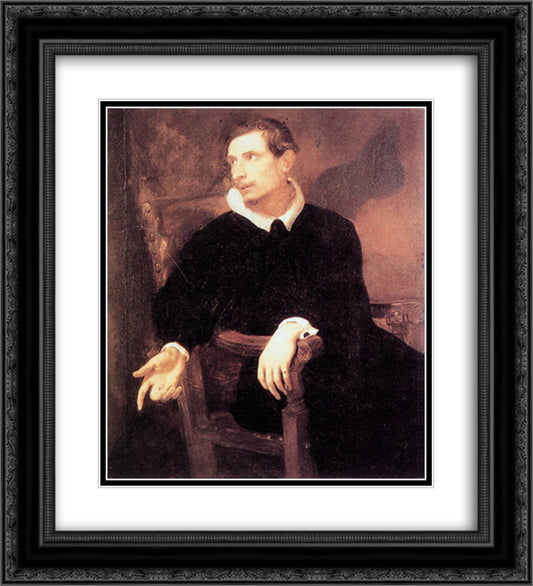 Portrait of Virginio Cesarini 20x22 Black Ornate Wood Framed Art Print Poster with Double Matting by van Dyck, Anthony