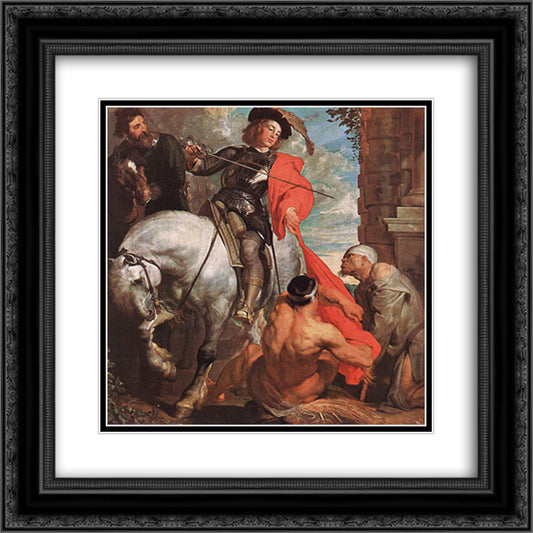 St Martin Dividing his Cloak 20x20 Black Ornate Wood Framed Art Print Poster with Double Matting by van Dyck, Anthony