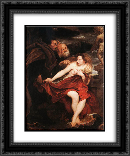 Susanna and the Elders 20x24 Black Ornate Wood Framed Art Print Poster with Double Matting by van Dyck, Anthony