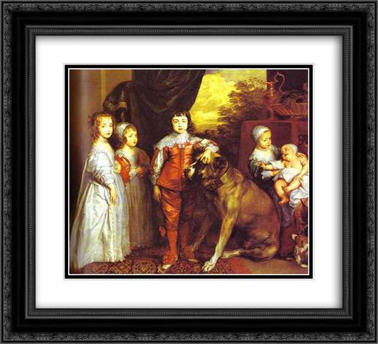 The five eldest children of Charles I 22x20 Black Ornate Wood Framed Art Print Poster with Double Matting by van Dyck, Anthony