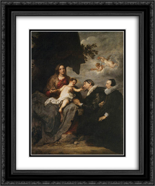 Virgin with Donors 20x24 Black Ornate Wood Framed Art Print Poster with Double Matting by van Dyck, Anthony