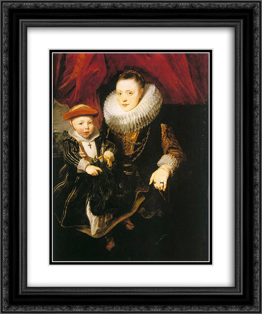Young Woman with a Child 20x24 Black Ornate Wood Framed Art Print Poster with Double Matting by van Dyck, Anthony