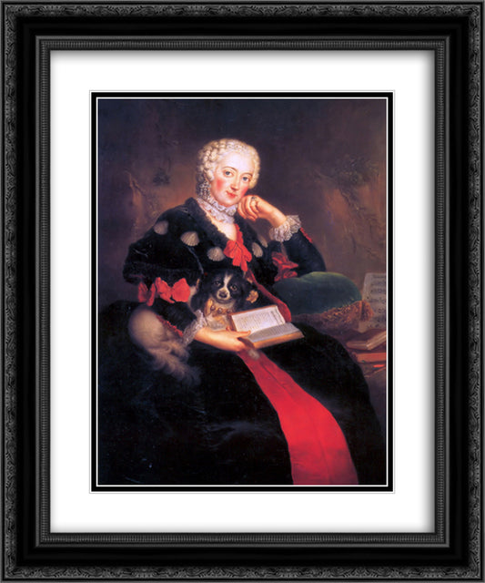 Countess Wilhelmine von Brandenburg Bayreuth 20x24 Black Ornate Wood Framed Art Print Poster with Double Matting by Pesne, Antoine