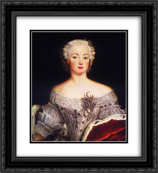 Elisabeth Christine 20x22 Black Ornate Wood Framed Art Print Poster with Double Matting by Pesne, Antoine