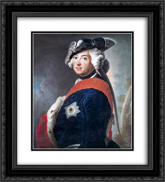 Frederick II of Prussia 20x22 Black Ornate Wood Framed Art Print Poster with Double Matting by Pesne, Antoine