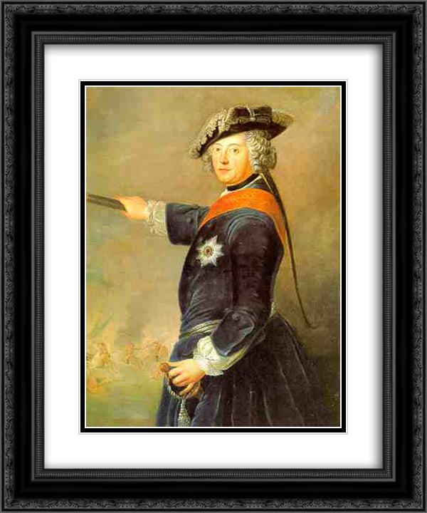 Frederick II of Prussia as general 20x24 Black Ornate Wood Framed Art Print Poster with Double Matting by Pesne, Antoine