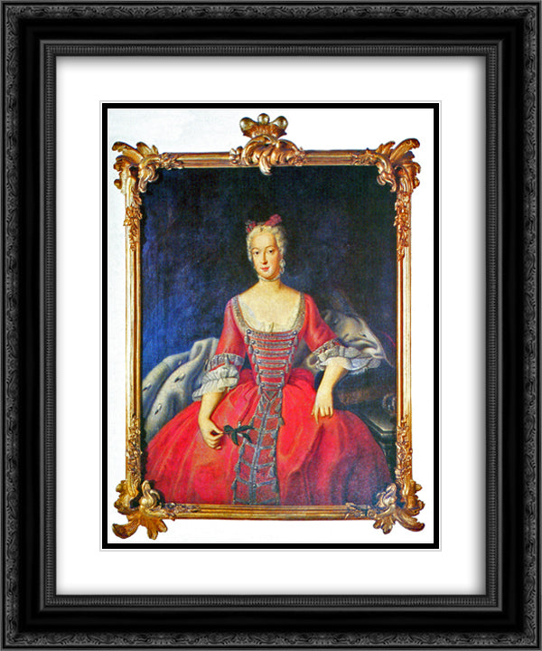 Friederike Sophie Wilhelmine Princess of Prussia 20x24 Black Ornate Wood Framed Art Print Poster with Double Matting by Pesne, Antoine