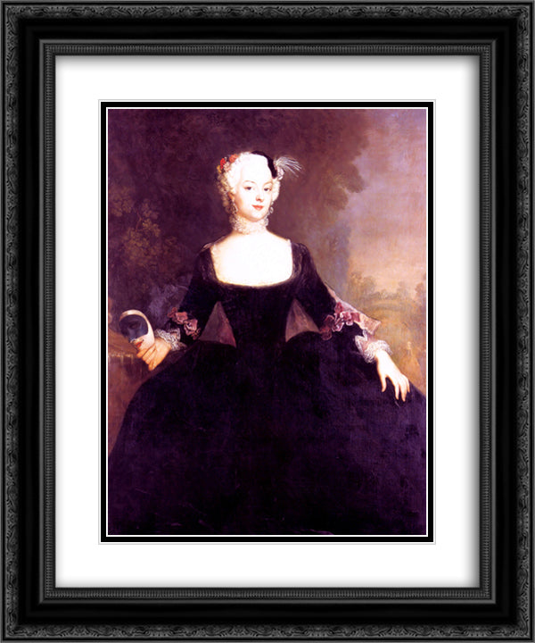 Gentlewoman 20x24 Black Ornate Wood Framed Art Print Poster with Double Matting by Pesne, Antoine