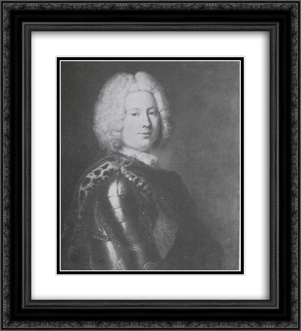 Heinrich von Podewils, Prussian statesman 20x22 Black Ornate Wood Framed Art Print Poster with Double Matting by Pesne, Antoine